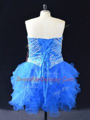Sleeveless Beading and Ruffles Lace Up Prom Party Dress