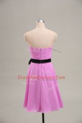 Exceptional Lilac Zipper Evening Dress Ruching Sleeveless Knee Length