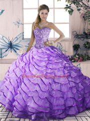 Custom Designed Organza Sleeveless Floor Length Quinceanera Dresses and Beading and Ruffled Layers