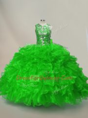 Flare Ruffles and Sequins Sweet 16 Quinceanera Dress Lace Up Sleeveless Floor Length