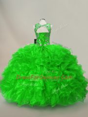 Flare Ruffles and Sequins Sweet 16 Quinceanera Dress Lace Up Sleeveless Floor Length