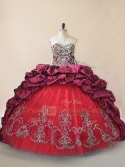 High End Fuchsia Quinceanera Gowns Sweetheart Sleeveless Brush Train Lace Up