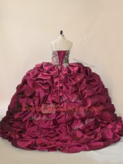 High End Fuchsia Quinceanera Gowns Sweetheart Sleeveless Brush Train Lace Up