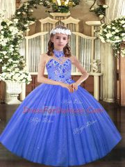 Sleeveless Lace Up Floor Length Appliques Pageant Dress for Womens