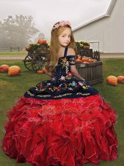 Organza Sleeveless Floor Length Little Girl Pageant Gowns and Embroidery