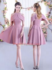 Fashionable Mini Length A-line Short Sleeves Lavender Vestidos de Damas Zipper