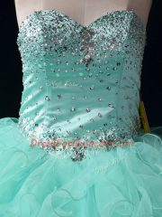 Sweetheart Sleeveless Tulle Vestidos de Quinceanera Beading and Ruffles Lace Up