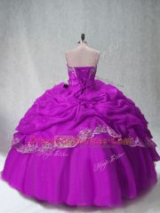 Beading and Appliques Sweet 16 Dress Fuchsia Lace Up Sleeveless Floor Length