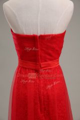 Cute Sleeveless Zipper Floor Length Ruching and Belt Party Dress for Girls