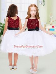 Fashionable Scoop Sleeveless Zipper Flower Girl Dresses for Less White Organza