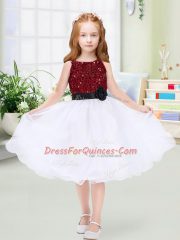 Fashionable Scoop Sleeveless Zipper Flower Girl Dresses for Less White Organza