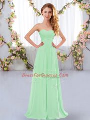 Sleeveless Lace Up Floor Length Ruching Damas Dress