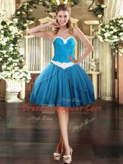 Charming Baby Blue Sweetheart Lace Up Appliques Prom Dress Sleeveless