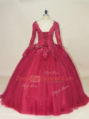 Long Sleeves Lace and Appliques Lace Up Sweet 16 Dress