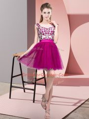 Captivating Mini Length Fuchsia Quinceanera Dama Dress Bateau Sleeveless Zipper