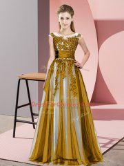 Stylish Brown Sleeveless Floor Length Beading and Lace Zipper Court Dresses for Sweet 16