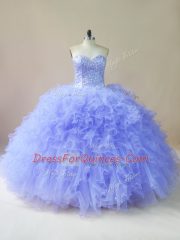 Most Popular Lavender Sweetheart Lace Up Beading and Ruffles Sweet 16 Dresses Sleeveless