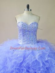 Most Popular Lavender Sweetheart Lace Up Beading and Ruffles Sweet 16 Dresses Sleeveless
