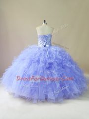 Most Popular Lavender Sweetheart Lace Up Beading and Ruffles Sweet 16 Dresses Sleeveless