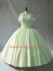 Luxury Pink Tulle Lace Up Sweetheart Sleeveless Floor Length Quinceanera Gown Beading