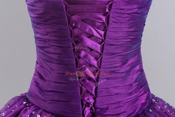 Eye-catching Sleeveless Lace Up Floor Length Beading and Ruching Ball Gown Prom Dress