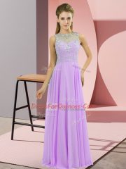 Discount Chiffon Sleeveless Floor Length Prom Dresses and Beading
