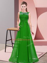 Floor Length Green Vestidos de Damas Scoop Sleeveless Zipper