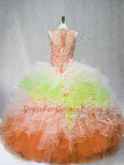 Artistic Floor Length Zipper Quince Ball Gowns Multi-color for Sweet 16 and Quinceanera with Beading and Ruffles