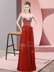 Dazzling Rust Red Sleeveless Chiffon Zipper Evening Dress for Prom and Party