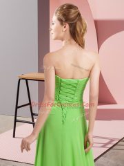Captivating Empire Prom Evening Gown Lilac Halter Top Chiffon Sleeveless Floor Length Lace Up