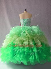 Multi-color Sweetheart Lace Up Beading and Ruffles Quinceanera Gowns Sleeveless