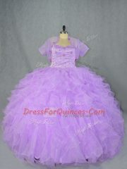 Glamorous Sweetheart Sleeveless Organza Quinceanera Gown Beading and Ruffles Side Zipper