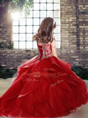 High End Orange Pageant Dresses Party and Wedding Party with Beading Off The Shoulder Sleeveless Lace Up