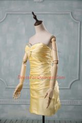 Beading and Ruching Dress for Prom Yellow Side Zipper Sleeveless Mini Length