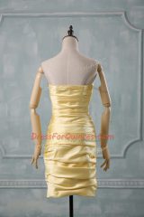 Beading and Ruching Dress for Prom Yellow Side Zipper Sleeveless Mini Length
