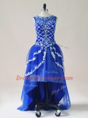 Scoop Sleeveless Zipper Custom Made Royal Blue Tulle