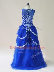 Scoop Sleeveless Zipper Custom Made Royal Blue Tulle