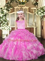 Ball Gowns Little Girls Pageant Gowns Lilac Scoop Organza Sleeveless Floor Length Zipper