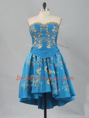 Smart Blue Sleeveless Embroidery Lace Up Prom Party Dress