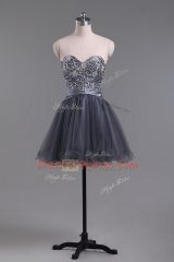 Spectacular Grey Sweetheart Neckline Beading Dress for Prom Sleeveless Zipper