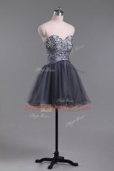 Spectacular Grey Sweetheart Neckline Beading Dress for Prom Sleeveless Zipper