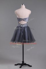Spectacular Grey Sweetheart Neckline Beading Dress for Prom Sleeveless Zipper