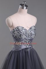 Spectacular Grey Sweetheart Neckline Beading Dress for Prom Sleeveless Zipper