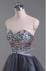 Spectacular Grey Sweetheart Neckline Beading Dress for Prom Sleeveless Zipper