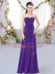 Deluxe Purple Sweetheart Zipper Ruching Quinceanera Court of Honor Dress Sleeveless
