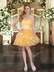 Custom Made Floor Length Gold Sweet 16 Dresses Sweetheart Sleeveless Lace Up