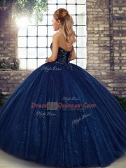 Deluxe Brown Ball Gowns Beading 15 Quinceanera Dress Lace Up Tulle Sleeveless Floor Length