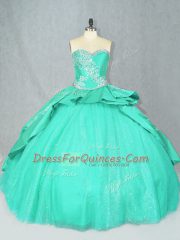 Sleeveless Court Train Embroidery Lace Up Ball Gown Prom Dress