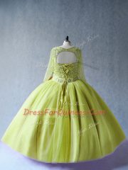 Glorious Scoop Long Sleeves Tulle Quinceanera Dress Beading Lace Up