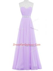 Sophisticated Chiffon Sleeveless Floor Length Prom Gown and Beading